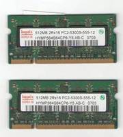 Two sticks of Hynix 512MB 2RX16 PC2-5300S-555 Laptop RAM @ $10/each